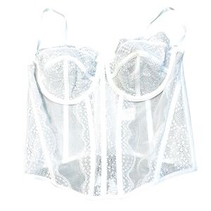 NWT White, wedding, lace, corset style top. Can be lingerie szL.